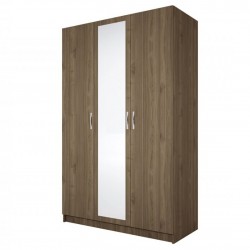 ﻿﻿﻿Трикрилен гардероб Mod 1003 с огледало, Орех адмирал - Bogdan Furniture I