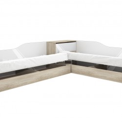 Ъглови легла Mod 2043, Сонома арвен/Бял гланц - Bogdan Furniture I
