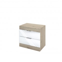 Нощно шкафче Mod 3074, Сонома арвен/Бял гланц - Bogdan Furniture I