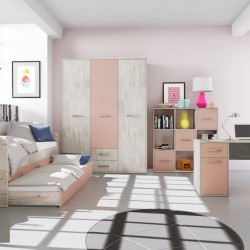 Спален комплект Mod 5036, Дъб пиемона/Розова праскова - Seturi mobilier pentru copii