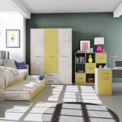 Спален Комплект Mod 5035, Дъб пиемона/Горчица - Seturi mobilier pentru copii