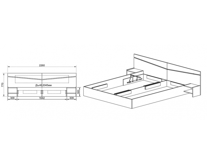 Спалня с нощни шкафчета Mod 2007, Дъб артисан