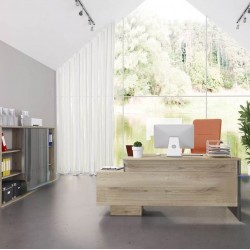 Офис комплект 9061, сонома арвен 629 и MDF сиво кобалт гланц - Bogdan Furniture I