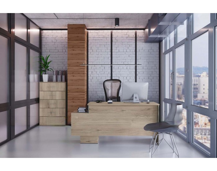 Офис комплект 9062, сонома арвен 629 и MDF сиво кобалт гланц