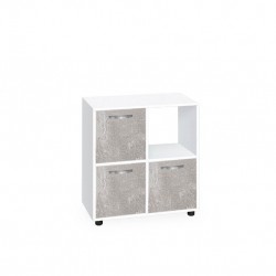 Етажерка Мебели Богдан Cubo 4, Бяла, с 3 вратички бетон - Birou