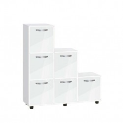 Етажерка Мебели Богдан Cubo 6, с 6 врати, бяло с Бял гланц - Bogdan Furniture G