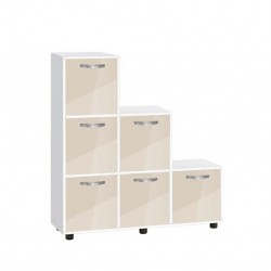Етажерка Мебели Богдан Cubo 6, с 6 врати, бяло и Крем гланц - Bogdan Furniture G