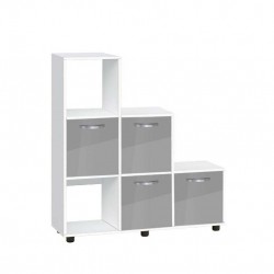 Етажерка Мебели Богдан Cubo 6, с 4 врати, бяло и Сив гланц - Bogdan Furniture G