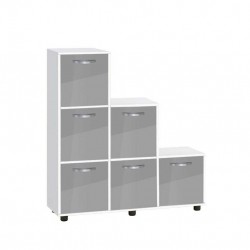 Етажерка Мебели Богдан Cubo 6, с 6 врати, бяло и Сив гланц - Bogdan Furniture G