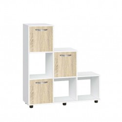 Етажерка Мебели Богдан Cubo 6, с 3 врати, бяло и Сонома - Bogdan Furniture G