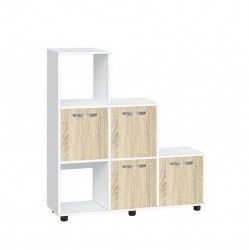 Етажерка Мебели Богдан Cubo 6, с 4 врати, бяло и Сонома - Bogdan Furniture G