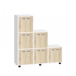 Етажерка Мебели Богдан Cubo 6, с 6 врати, бяло и Сонома - Bogdan Furniture G