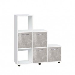 Етажерка Мебели Богдан Cubo 6, с 4 врати, бяло и бетон - Bogdan Furniture G