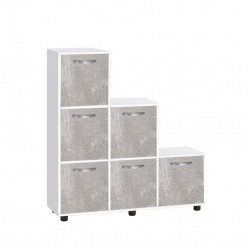 Етажерка Мебели Богдан Cubo 6, с 6 врати, бяло и бетон - Bogdan Furniture G