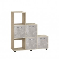 Етажерка Мебели Богдан Cubo 6, с 4 вратички, сонома и бетон - Bogdan Furniture G