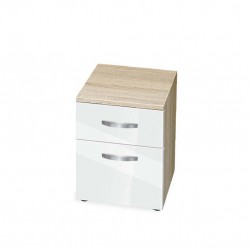 Контейнер за Бюро Мебели Богдан 11, Сонома с врати Бял гланц - Bogdan Furniture G