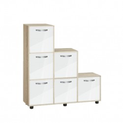 Етажерка Мебели Богдан Cubo 6, с 6 врати, сонома и Бял гланц - Bogdan Furniture G