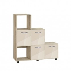 Етажерка Мебели Богдан Cubo 6, с 3 вратички, сонома и Крем гланц - Bogdan Furniture G