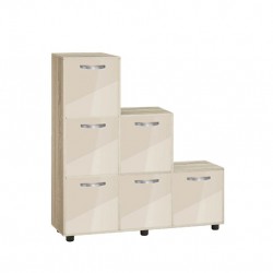 Етажерка Мебели Богдан Cubo 6, с 6 врати, сонома и Крем гланц - Bogdan Furniture G