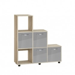 Етажерка Мебели Богдан Cubo 6, с 4 вратички, сонома и Сив гланц - Bogdan Furniture G