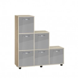 Етажерка Мебели Богдан Cubo 6, с 6 врати, сонома и Сив гланц - Bogdan Furniture G