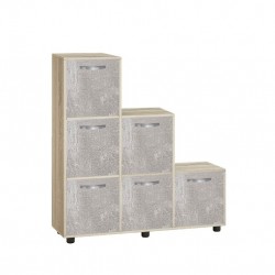 Етажерка Мебели Богдан Cubo 6, с 6 врати, сонома и бетон - Bogdan Furniture G