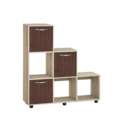 Етажерка Мебели Богдан Cubo 6, с 3 вратички, сонома и венге - Bogdan Furniture G