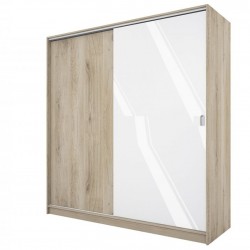 ﻿Гардероб с плъзгащи врати Mod 1009, Сонома арвен/Бял гланц - Bogdan Furniture I