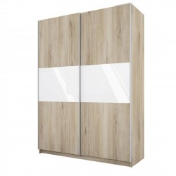 ﻿﻿Гардероб с плъзгащи врати Mod 1034, Сонома арвен/Бял гланц - Bogdan Furniture I