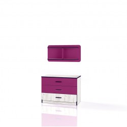 Скрин с етажерка Модел 3064, Дъб крафт бял/Маджента - Bogdan Furniture I