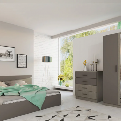 Спален комплект Модел 7000 за матрак 160/200, Мока/Лате - Bogdan Furniture I