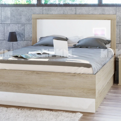 Спален комплект 7031 за матрак 160/200, Сонома арвен/Бял гланц - Bogdan Furniture I