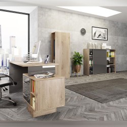 Офис комплект Mod 9091, Сонома арвен 629 и сив кобалт гланц    - Bogdan Furniture I