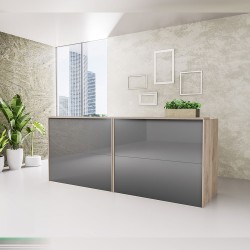 Офис комплект Mod 9095, Сонома арвен 629 и сиво кобалт гланц - Bogdan Furniture I
