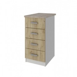 Модул Кети 6 долен шкаф, Бяло и дъб сонома - Bogdan Furniture Kom