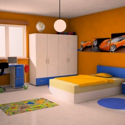 Детска стая Мебели Богдан модел Ivko 1 BM, Син и бял цвят - Bogdan Furniture Mip