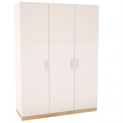 Трикрилен гардероб Флауър, бял гланц - Bogdan Furniture Mip