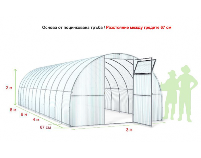 Оранжерия Primaterra Plus 3 x 10 x 2,1 м - Външни съоражения