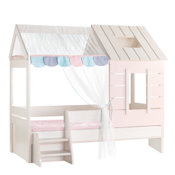Детско легло къща Sonata Pink House, 90 х 200 см, Розово, Подматрачна рамка - Cameră copii