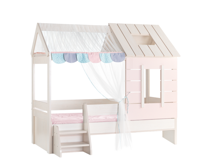 Детско легло къща Sonata Pink House, 90 х 200 см, Розово, Подматрачна рамка