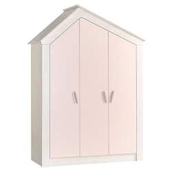 Трикрилен гардероб Sonata Pink House, Височина 207 см - Cameră copii
