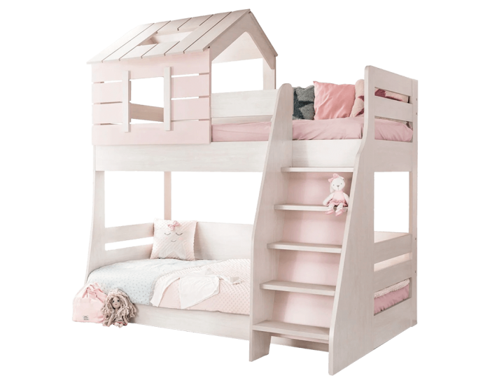 Двуетажно детско легло Sonata Pink House, Дясно, Без матрак