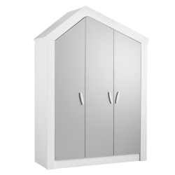 Трикрилен гардероб Sonata White House, Детски,  ПДЧ, 206 см - Dulapuri și corpuri