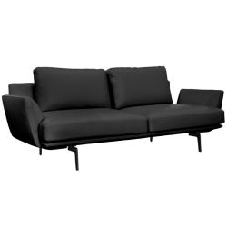 Кожен диван Sonata Gram Lux, Черен, Тройка, 215 см - Canapele