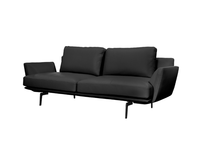 Кожен диван Sonata Gram lux, Черен, Тройка, 215 см