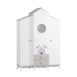 Трикрилен детски гардероб BIRD HOUSE - Dulapuri și corpuri