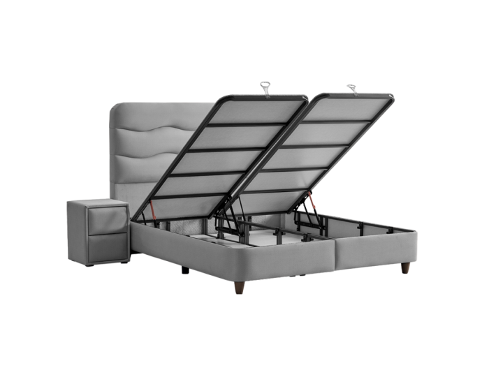 Тапицирана спалня с матрак WAVE 160 x 200 - светлосив 25