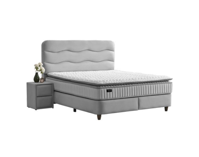 Тапицирана спалня с матрак WAVE 160 x 200 - светлосив 25