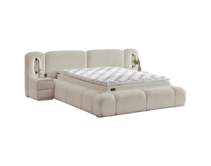 Тапицирана спалня с матрак BUMBY LUX 160 x 200 - перла SY