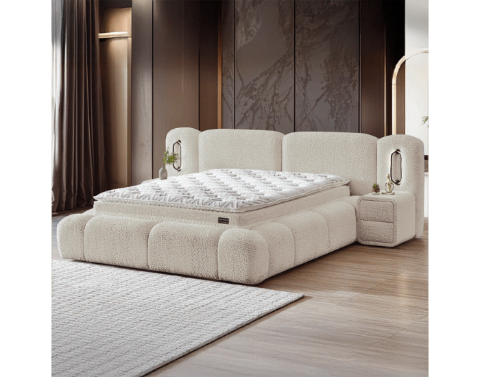 Тапицирана спалня с матрак BUMBY LUX 160 x 200 - перла SY